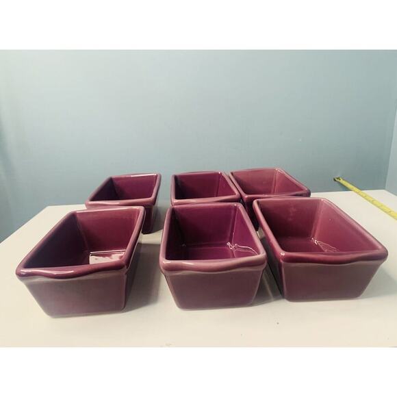 6 Mini Loaf Pans Purple 6” Stoneware Ceramic Michaels Stores Great Condition - Picture 8 of 11